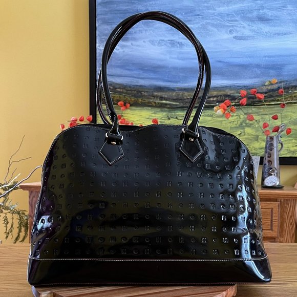 🇮🇹 ARCADIA Large Dome Patent Leather Bag - MADE IN ITALY - Picture 2 of 10
